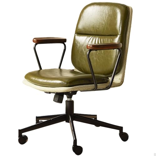 XIGOUZIQU Schreibtischstuhl Stuhl for Arbeitszimmer Computerstuhl Home Office Chair ohne Kopfstütze for maximale Bewegungsfreiheit gepolsterte Sitzfläche,weiche Lordosenstütze(Green) von XIGOUZIQU
