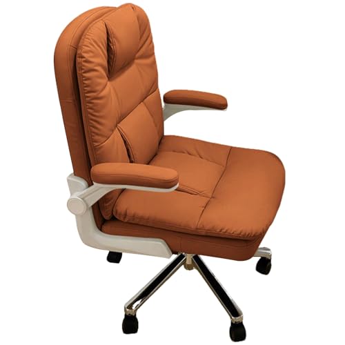 XIGOUZIQU Schreibtischstuhl Stuhl for Arbeitszimmer Gaming-Stuhl, gepolsterte Sitzfläche, mit Rollen & Armlehne weiche Lordosenstütze, for Schlafzimmer/Büro for Die Arbeit(Brown1) von XIGOUZIQU