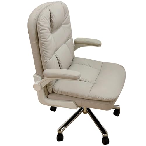XIGOUZIQU Schreibtischstuhl Stuhl for Arbeitszimmer Gaming-Stuhl, gepolsterte Sitzfläche, mit Rollen & Armlehne weiche Lordosenstütze, for Schlafzimmer/Büro for Die Arbeit(White2) von XIGOUZIQU