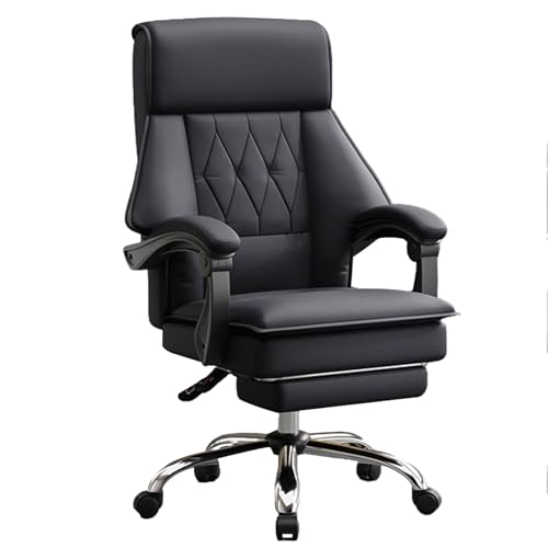 XIGOUZIQU Schreibtischstuhl Stuhl for Arbeitszimmer gepolsterte Sitzfläche, mit Rollen & Armlehne mit breitem Sitzkissen, for Büro Heim Gaming(Black1) von XIGOUZIQU