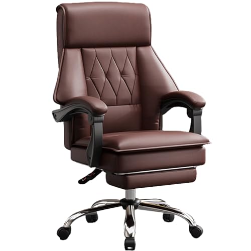 XIGOUZIQU Schreibtischstuhl Stuhl for Arbeitszimmer gepolsterte Sitzfläche, mit Rollen & Armlehne mit breitem Sitzkissen, for Büro Heim Gaming(Burgundy2) von XIGOUZIQU