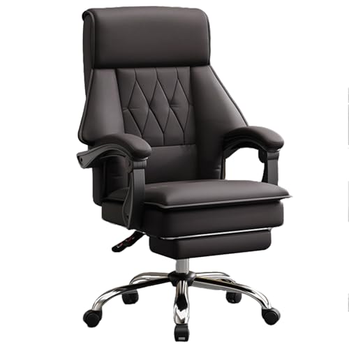 XIGOUZIQU Schreibtischstuhl Stuhl for Arbeitszimmer gepolsterte Sitzfläche, mit Rollen & Armlehne mit breitem Sitzkissen, for Büro Heim Gaming(Coffee brown2) von XIGOUZIQU