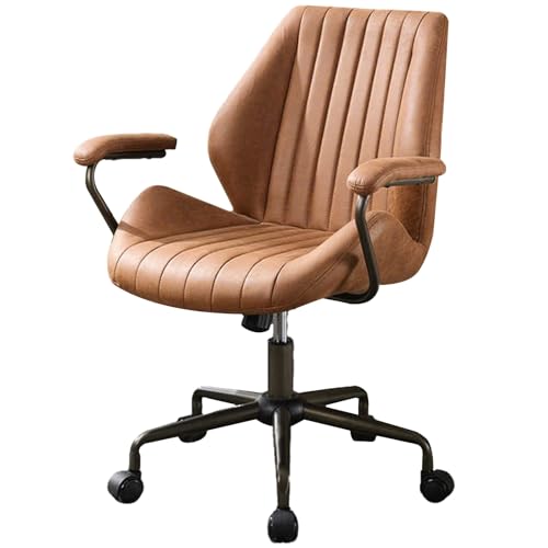 XIGOUZIQU Stuhl for Arbeitszimmer Computerstuh Schreibtischstuhl ohne Kopfstütze for maximale Bewegungsfreiheit for gesundes Sitzen mit breitem Sitzkissen(Brown) von XIGOUZIQU