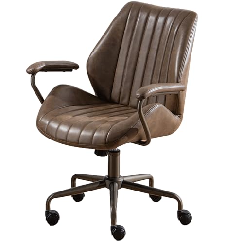 XIGOUZIQU Stuhl for Arbeitszimmer Computerstuh Schreibtischstuhl ohne Kopfstütze for maximale Bewegungsfreiheit for gesundes Sitzen mit breitem Sitzkissen(Coffee) von XIGOUZIQU