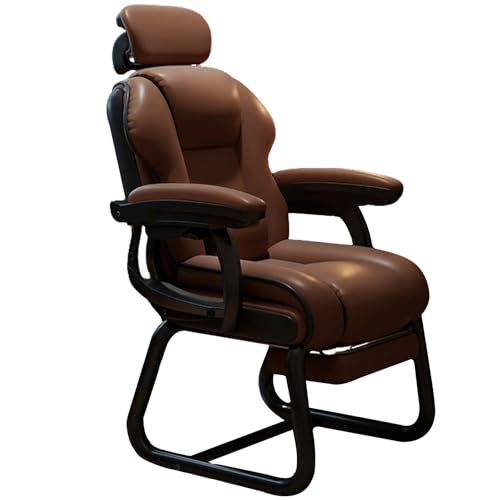 XIGOUZIQU Stuhl for Arbeitszimmer Gaming Stuhl,Bürostuhl Ergonomisch, Lendenstütze gepolsterte Sitzfläche,mit breitem Sitzkissen, for Erwachsene for Büro Heim Gaming geeignet(Brown) von XIGOUZIQU
