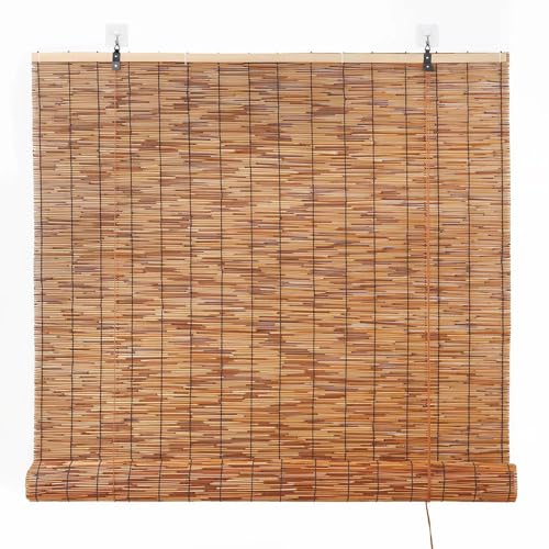 XIGOUZIQU Verdunkelungsrollos aus Bambus, Rollos zum Aufrollen, Sonnenschutz, atmungsaktiv, Bambusrollos für Innen- und Außenbereich, Veranda, Privatsphäre, Outdoor, Bambusrollos (65 x 100 cm) von XIGOUZIQU