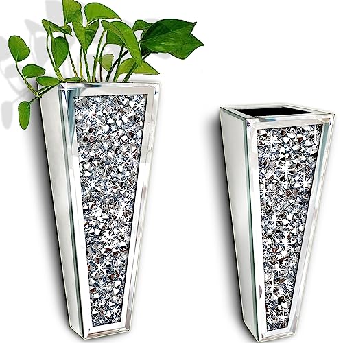 XIHACTY Blumenvase, große Größe, Diamant, verspiegelt, Hänge-Pflanzgefäß & geometrische Dekoration, luxuriös für Heimdekoration, geeignet für künstliche Pflanzen. Kann Wasser halten. (2 Stück) von XIHACTY