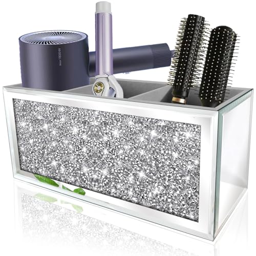 XIHACTY Spiegel Haartrockner-Halter Crystal Crush Diamond Hair Tool Organizer Wandhalterung Silber Badezimmer Schrank Tablett für Föhne, Haartrockner, Glätteisen, Bürsten und Kämme (26,7 x 10,2 x 12,7 XIHACTY Spiegel Haartrockner-Halter Crystal Crush Diamond Hair Tool Organizer Wandhalterung Silber Badezimmer Schrank Tablett für Föhne, Haartrockner, Glätteisen, Bürsten und Kämme (26,7 x 10,2 x 12,7 von XIHACTY