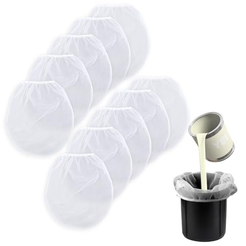 10st 1 Gallonen Farbeimersieb, Weiß Nylon Farbfilterbeutel mit Elastischer Oberer Öffnung Farb- und Flüssigkeitssieb Feinmaschiger Filterbeutel für die Farbgärtnerei von XIHIRCD