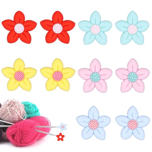 10stk Blumen Stricknadelstopper, Silikon-Stricknadelspitzenschutz Bunte Maschenstopper Nadelspitzenabdeckungen für Häkeln Stricken DIY-Zubehör von XIHIRCD