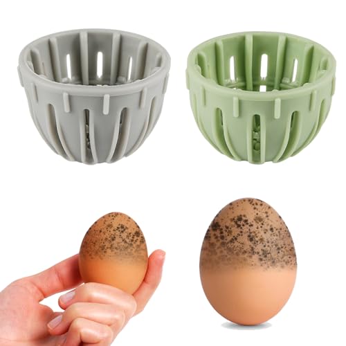 2 Stück Reinigungsbürste für Eier aus Silikon, Eierschrubber Wiederverwendbar Egg Cleaning Brush Eier Waschmaschine Praktisches Küchenutensil mit Flexiblen Weichen Borsten (Grau, Grün) von XIHIRCD