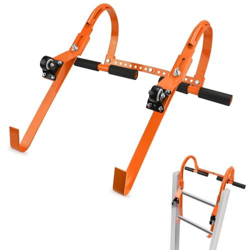2er-Pack Leiterdachhaken, 150kg Tragfähigkeit Strapazierfähig Dachleiterhaken mit Rad Ladder Stabilizer Gummigriff T-Stange zur Vermeidung von Schäden, Einfache Einrichtung von XIHIRCD