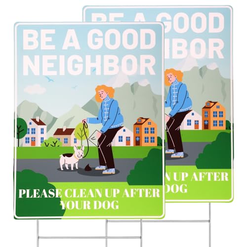 2stk Clean Up After Your Dog Schilder mit Metallpfählen, 30x23cm Kein Hundekot Schilder für den Garten Wetterfeste Hundekot Aufsammeln Schilder für den Rasen von XIHIRCD