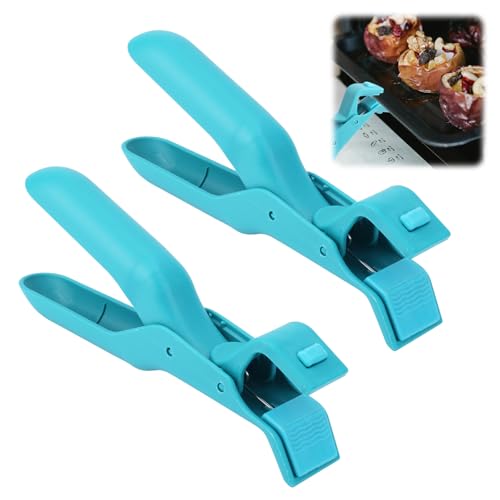 2stk Verbrühschutz Schüsselgreifer Clips, Multifunktional Kochplattengreifer Silikon Anti Schüssel Geschirrplattengreifer Clips Zangenklemme zum Kochen von Töpfen Schüsseln Tellern (Blau) von XIHIRCD