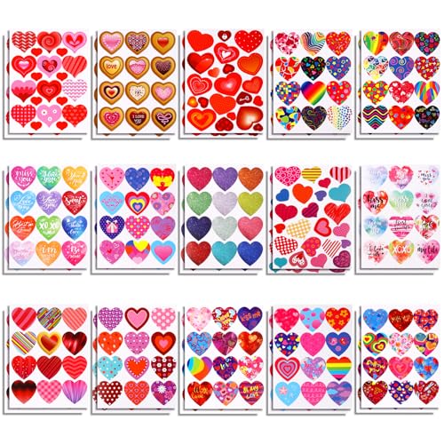 30 Blatt Liebes Herz Aufkleber, Bunte Valentinstag Aufkleber Mehrere Designs Herzförmige Retro Valentinsgrüße Dekorative Aufkleber für Kinder Sammelalbum Party Klassenzimmer Belohnung von XIHIRCD