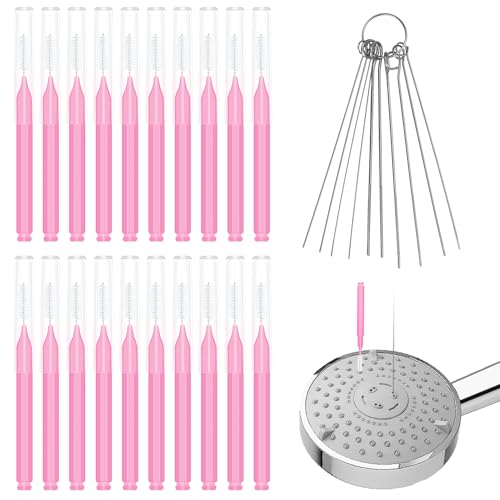 30St Duschkopf Reiniger Werkzeuge, Duschkopf Reinigungsbürste Duschkopf Reiniger Picks für Kleine Löcher Anti Verstopfung Reinigungsbürste für Lücke Düse Schlitz (Rosa) von XIHIRCD