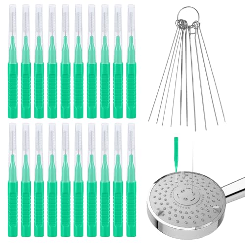 30stk Duschkopf Reiniger Werkzeuge, Duschkopf Reinigungsbürste Duschkopf Reiniger Picks für Kleine Löcher Anti Verstopfung Reinigungsbürste für Lücke Düse Schlitz (Grün) von XIHIRCD
