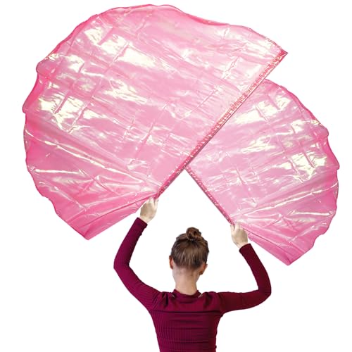 4 Stück Anbetungsfahne, 140 cm Tanzflagge mit Teleskopstab Halbkreis Anbetungsbanner Anbetungsfahnen für Tanzkirche für Kinder Jugendliche Erwachsene (Transparentes Rosa) von XIHIRCD