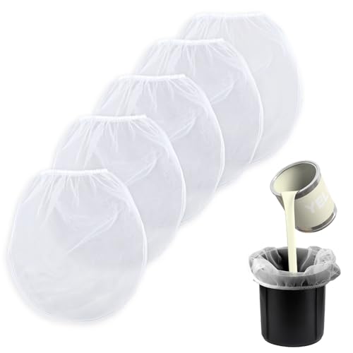 5stk 2 Gallonen Farbfilterbeutel, Weiß Nylon Eimersieb mit Elastischer Oberer Öffnung Feinmaschiger Filterbeutel Farb- und Flüssigkeitssieb für die Farbgärtnerei von XIHIRCD