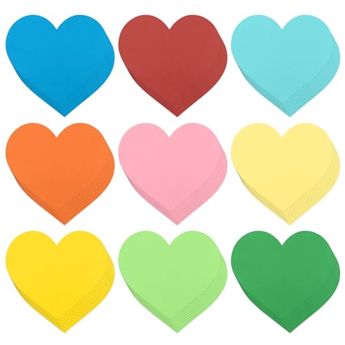 72st Herzförmiges Papier, Papierherzen 9 Farben Herzförmige Karten Groß Herzstanzungen Ausgeschnittene Herzen Papier zum Basteln von Valentinstags Schulbedarf von XIHIRCD