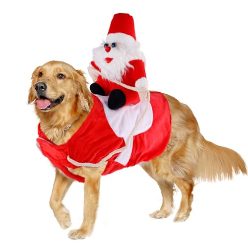 Hundekostüm Weihnachtsmann, Lustig Weihnachtshundekostüm Süß Hunde-Cosplay-Kostüm Hunde-Santa-Outfit für Weihnachtsfeier Verkleiden Geburtstagsgeschenk (2XL) von XIHIRCD
