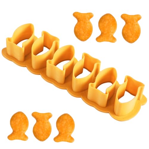 Mini-Goldfisch-Ausstechset, 6 Fische Winzig Kunststoff Goldfisch-Cracker-Ausstechwerkzeug Fischförmig Leckereien-Backform für Kekse Schokolade Zucker Fondant Küchengeräte (Gelb) von XIHIRCD