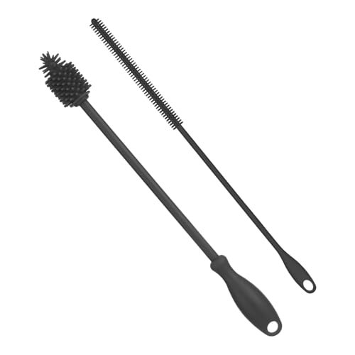 Strohhalmreiniger und Flaschenbürste, Wiederverwendbare Strohhalmbürste Silikon-Flaschenbürste Babyflaschen-Reinigungsbürste Extra Lange Strohhalm-Reinigungsbürste für Gläser (Dunkelgrau) von XIHIRCD