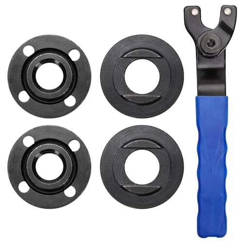 Winkelschleiferschlüssel, Verstellbarer Winkelschleifer Schlüssel mit 4 Stück 1,59cm-11 Schleifer-Flanschmuttern Kompatibel mit Dewalt Milwaukee Makita Bosch Ryobi Black Decker Schleiferteile von XIHIRCD