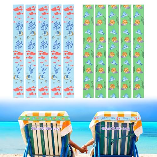 XIHIRCD 10stk Strandstuhl-Handtuchbänder, Strandtuchhalter Tragbare Strandtuch-Clipbänder Elastisch Winddicht Unverzichtbar für Den Sommer-Strandausflug für Pool- Und Kreuzfahrtstühle (Tierstil) von XIHIRCD