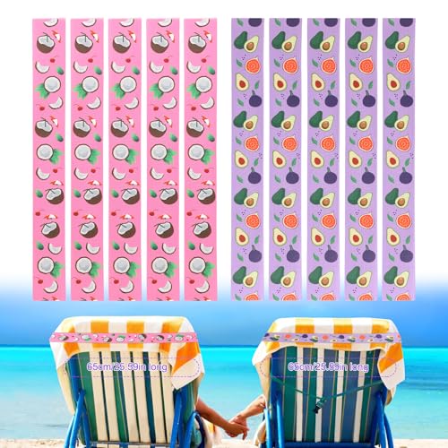 XIHIRCD 10stk Strandtuchbänder, Handtuch Bänder für Strandstühle Strandtuchhalter Klammer Handtuchbänder Strand Strandtuchhalter Liege Gummiband für Sommerstrand-Pool-Kreuzfahrtstühle(Obst-Stil) von XIHIRCD