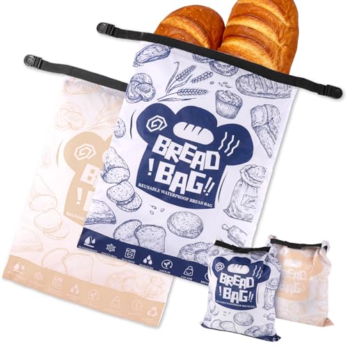 XIHIRCD 2 Stück Brotbeutel, 42,5 x 30,5 cm Große Frischbrotbeutel Wiederverwendbare Brotlaibbeutel Wasserdichter Brotbehälter für Brot Bagels Toast Croissant Hält Brot Frisch von XIHIRCD