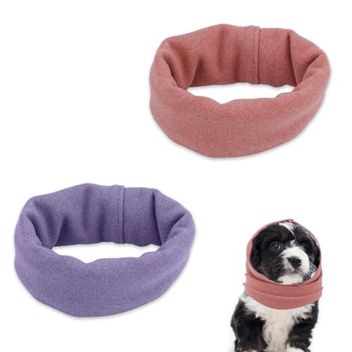 XIHIRCD 2St Hunde Ohrenschützer, Keine Klappen Ohrenwickel für Hunde Weich Hunde Ohrenabdeckung Hunde Schlauchschal Snoods für Hunde Hals und Ohrenwärmer Hunde Ehörschutz vor Lärm (Lila und Rosa, S) von XIHIRCD