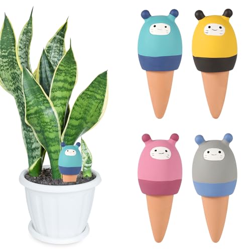 XIHIRCD 4 Stück Terrakotta Bewässerungsspikes, selbstbewässerndes Pflanzgefäß Urlaubspflanze Bewässerungsgerätesystem perfekt für Indoor-Outdoor-Pflanzen (kuscheliges Design) von XIHIRCD