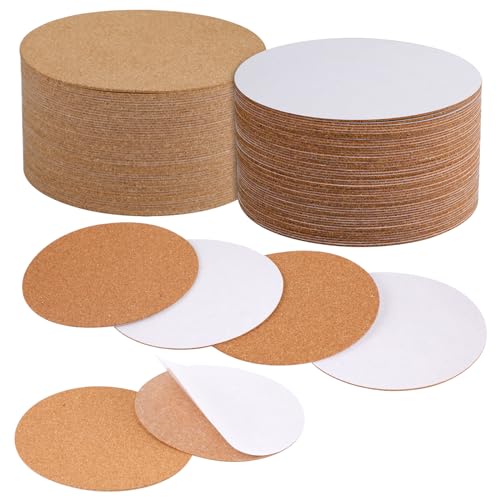 XIHIRCD 50St Korkuntersetzer, 10cm Korkmatte Runde Korkplatte Selbstklebend, Korkunterlage, Mattenunterlage für Untersetzer, kleine Töpfe, Bastelarbeiten, Möbel, Zuhause von XIHIRCD