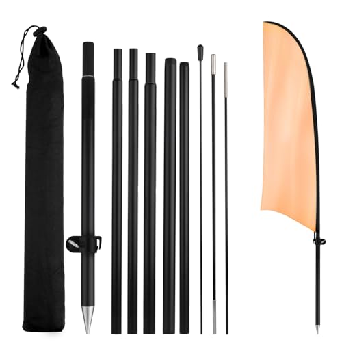 XIHIRCD Messerförmiger Federfahnenmast, Federbannermast-Kit Messerförmiges Federfahnenmast-Set Tragbarer Fahnenmast für Werbung im Freien Aktivitäten Werbeaktionen Immobilienbedarf(Schwarz) von XIHIRCD