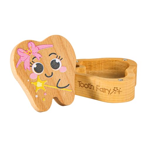 XIHIRCD Zahnfee-Box, Hölzerne Zahn Andenkenbox Magnetischer Zahnhalter Niedliche Erste Zahn-Aufbewahrungsbox Zahnform Zahnbox Geburtstags-Souvenir-Geschenk für Verlorene Zähne (Gravierter Damenstil) XIHIRCD Zahnfee-Box, Hölzerne Zahn Andenkenbox Magnetischer Zahnhalter Niedliche Erste Zahn-Aufbewahrungsbox Zahnform Zahnbox Geburtstags-Souvenir-Geschenk für Verlorene Zähne (Gravierter Damenstil) von XIHIRCD