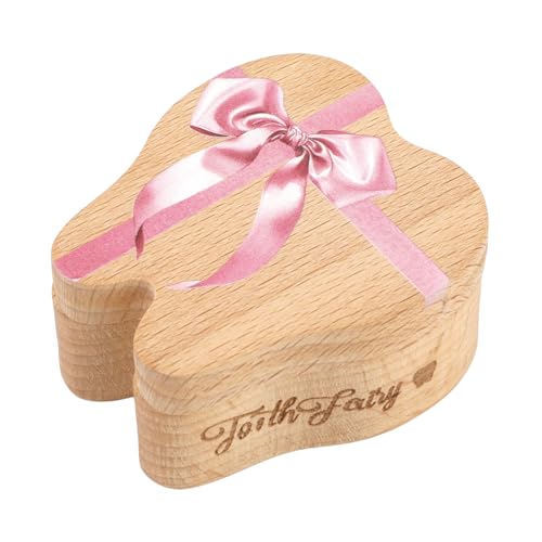 XIHIRCD Zahnfee Box, Magnetischer Zahnhalter aus Holz Süße Zahnbox mit Schleife Zahnandenkenbox zur Aufbewahrung Verlorener Zähne Zahnfee Geschenke für Jungen und Mädchen von XIHIRCD