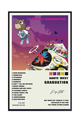 Kerry Kanye Poster 2007 Western Graduation Album mit signierter limitierter Auflage, coole Wanddekoration, Kunstdruck, Poster für Raumästhetik, mattes Poster, rahmenloses Geschenk, 28 cm x 43 cm von XIHOO