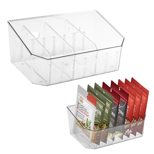 XIINGYAAN Kühlschrank Organizer Aufbewahrungsbox mit Fächern Snackbox Transparent Teeboxen Organizer Gewürz Aufbewahrung für Snack Kaffeepads Tee Backzutate Teebeutel von XIINGYAAN