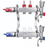 Xiiw - 2 Heizkreise Heizkreisverteiler inkl. 1' Kugelhähne Fußbodenheizung mit Manueller Entlüfter, Flussmesser Durchflussmesser Anschlüsse für Xiiw - 2 Heizkreise Heizkreisverteiler inkl. 1' Kugelhähne Fußbodenheizung mit Manueller Entlüfter, Flussmesser Durchflussmesser Anschlüsse für von XIIW