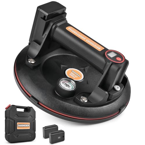 2X Akku, Elektrischer Vakuum Saugheber mit Manometer, 8'' Akku Saugnapf mit Digitalanzeige, Tragkraft 300kg, Heavy Duty Transport von Fensterglas Glatten Keramikfliesen Fliesen Glas 2X Akku, Elektrischer Vakuum Saugheber mit Manometer, 8'' Akku Saugnapf mit Digitalanzeige, Tragkraft 300kg, Heavy Duty Transport von Fensterglas Glatten Keramikfliesen Fliesen Glas von XIIW