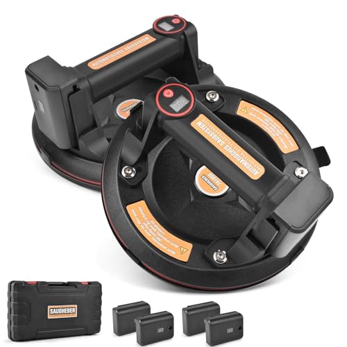 2X Elektrischer Vakuum Saugheber mit 4X Akku, 8'' Akku Saugnapf mit Automatischer Nachsaugung & Digitalanzeige, bis. 300kg, Heavy Duty Transport von Fensterglas Glatten Keramikfliesen Fliesen Glas 2X Elektrischer Vakuum Saugheber mit 4X Akku, 8'' Akku Saugnapf mit Automatischer Nachsaugung & Digitalanzeige, bis. 300kg, Heavy Duty Transport von Fensterglas Glatten Keramikfliesen Fliesen Glas von XIIW