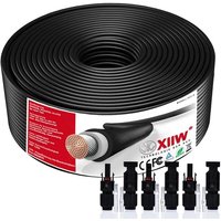 4mm² Schwarz 100m Solarkabel Solar Verlängerungskabel mit 4x 30A Solarstecker Photovoltaik Solarkabel Verlängerung IP67 Wasserdichter Rot für von XIIW