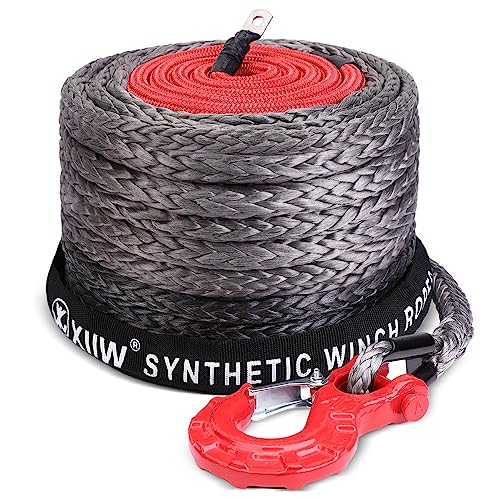 Aufgerüstet Schutzhüllenhaken 12-Strand 20500 LBS Synthetik-Kunststoff-Seil UHMWPE Seil-Winde Winden 10mm x 28m Synthetikseil Windenseil Forstseil 9299KG Anhängerseil Fahrzeugwinde LKW ATV UTV von XIIW