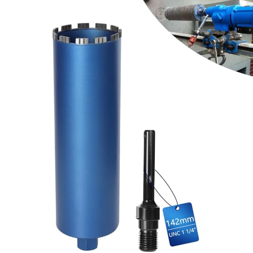 Diamantbohrkrone Dosensenker für Kernbohrgeräte inkl. 10 mm Turbo, L 460mm | Ø142 mm | SDS-MAX Adapter | 1 ¼ Zoll UNC | Nass Trocken Bohrkrone Kernbohrer Lasergeschweißte zum Beton Granit Mauerwerk von XIIW