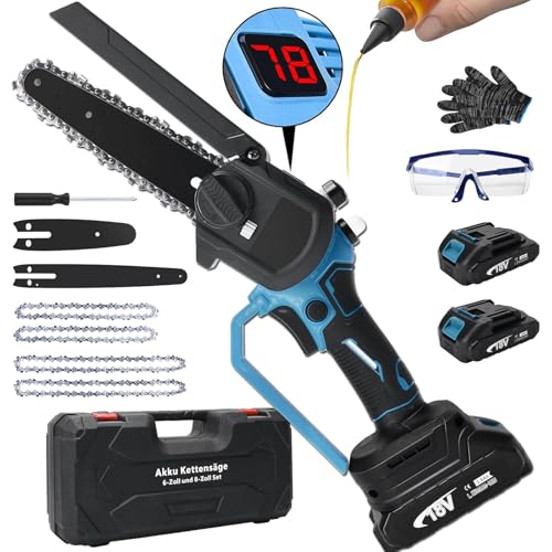 Mini Kettensäge mit Akku 3000mAh, 8 Zoll and 6 Zoll Mini Kettensäge mit 2 Akku, Bürstenloser Motor Handkettensäge mit Gehärtete Legierungsketten und Sicherheitsschloss für Gartenscheren Holzschneidenz Mini Kettensäge mit Akku 3000mAh, 8 Zoll and 6 Zoll Mini Kettensäge mit 2 Akku, Bürstenloser Motor Handkettensäge mit Gehärtete Legierungsketten und Sicherheitsschloss für Gartenscheren Holzschneidenz von XIIW
