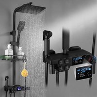 Regenduschkopf Duschsäule mit Thermostat led Duschgarnitur mit Armatur, 4 Funktionen Duschsystem,Regendusche Duschset mit 3 Strahlart(en) Handbrause von XIIW