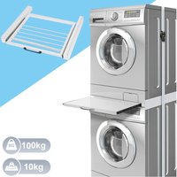 Verbindungsrahmen für Waschmaschine/Trockner, max. 100kg, Zwischenbaurahmen mit ausziehbarer Handtuchhalter aus Stahl, Universell Trocknerzubehör Verbindungsrahmen für Waschmaschine/Trockner, max. 100kg, Zwischenbaurahmen mit ausziehbarer Handtuchhalter aus Stahl, Universell Trocknerzubehör von XIIW