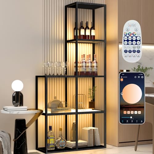 Vitrine mit LED Beleuchtung, Dimmbar Glasvitrine mit Einstellbare Farbtemperaturen und Helligkeit, 5-stufige Glas Bücherregal Sammlervitrine für Wohnzimmer, Büro, Schlafzimmer (78 x 30 x 168cm) von XIIW