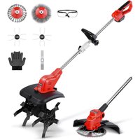Xiiw - 2-IN-1 Elektro Bodenhacke Gartenfräse, Akku Bodenhacke & Rasentrimmer Set, Motorhacke Kultivator Gartenfräse, Arbeitstiefe 22cm, Arbeitsbreite von XIIW